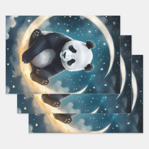 Träumen im Mondlicht: Pandas Celestial Serenade Geschenkpapier Set