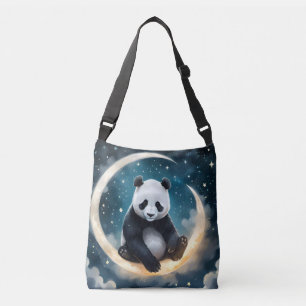 Träumen im Mondlicht: Pandas Celestial Serenade Tragetaschen Mit Langen Trägern