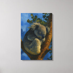 Träumen in Eukalyptus - Schlafen Koala Kunst Leinwanddruck