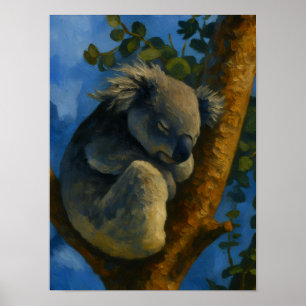 Träumen in Eukalyptus - Schlafen Koala Kunst Poster