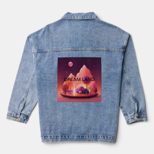Träumen Sie Hütte unter einem rosa Mond. Jeansjacke