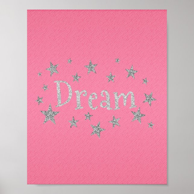 Träumen Sie von Hot Pink mit Silver Glitzer Poster (Vorne)