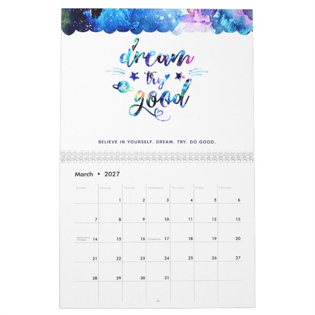 Träumen. Versuch's! Gut machen. Kalender (Mär 2027)