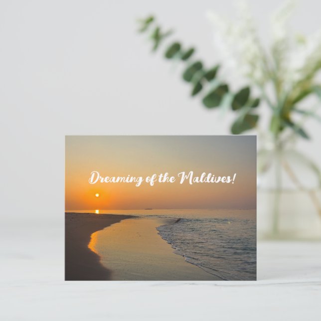 Träumen von den Malediven! Postkarte (Stehend Vorderseite)
