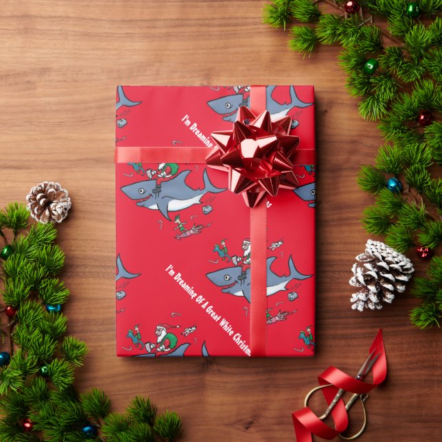 Träumen von einem großen weißen Weihnachtsrot Geschenkpapier (Feiertagsgeschenk)
