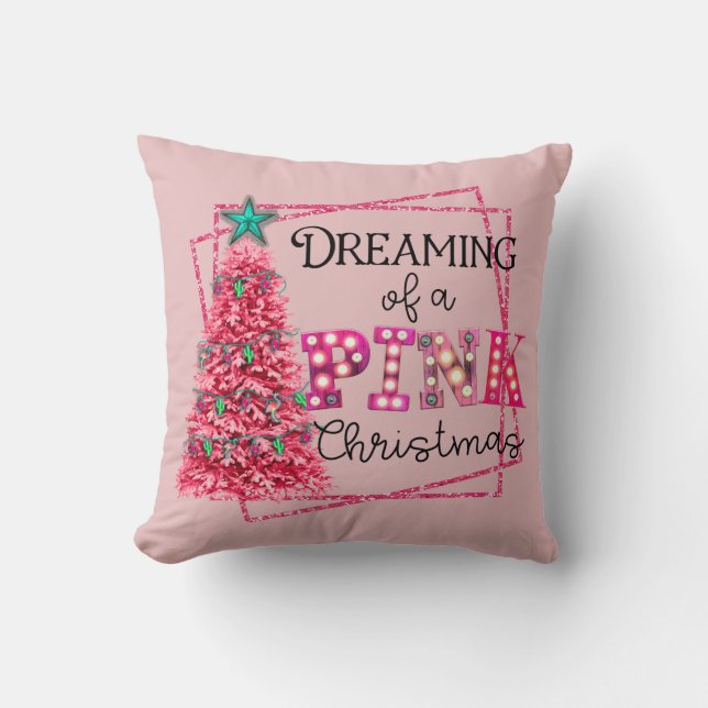 Träumen von einem rosa Weihnachtslicht Kissen (Vorderseite)