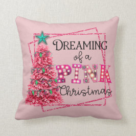 Träumen von einem rosa Weihnachtslicht Kissen