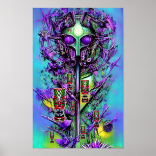 Träumen von einem verrückten Tiki-Baum Poster