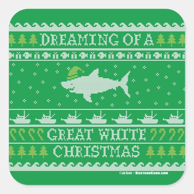 Träumen von Great White Christmas Green Quadratischer Aufkleber (Vorderseite)