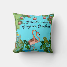 Träumen von Green Christmas Flamingo Personalisier Kissen