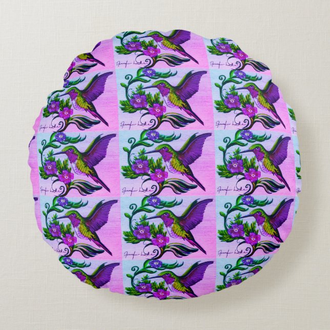 Träumen von Lila Hummingbirds Kissen (Vorderseite)
