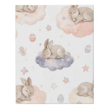 Träumende Hasenwolken-Nursery-Leinwand-Wandkunst