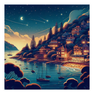 Träumende Küsten Nacht Poster