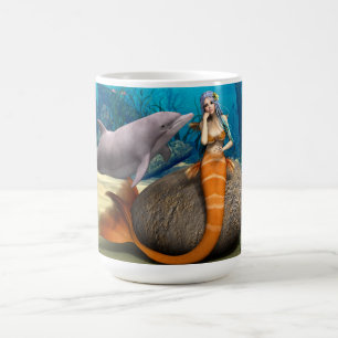 Träumende Meerjungfrau Delfin Unterwasser Fantasy  Kaffeetasse