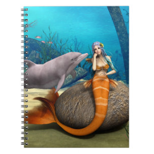 Träumende Meerjungfrau Delfin Unterwasser Fantasy Notizblock