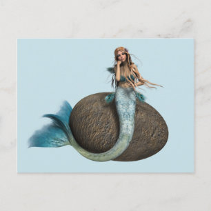 Träumende Meerjungfrau Delfin Unterwasser Fantasy  Postkarte