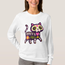 Träumende Mondlicht-Katzen T-Shirt – Süße Nachtkat