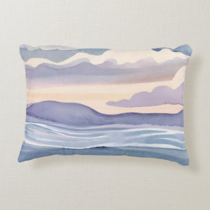 Träumende Ozeanwellen   Aquarell Dekokissen