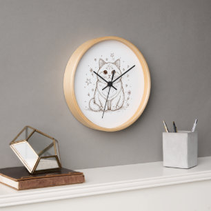 Träumende Pastell-Katzen-Wanduhr   Ästhetische 10" Uhr