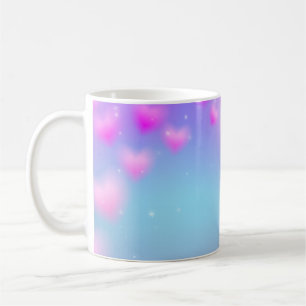 Träumende rosa Herzen & funkelnder Pastellhintergr Kaffeetasse