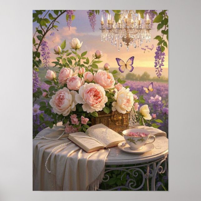 Träumende, sanfte Szene einer üppigen, floralen Poster (Vorne)