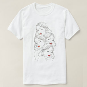 Träumende weibliche Gesichter Druck, geschlossene  T-Shirt
