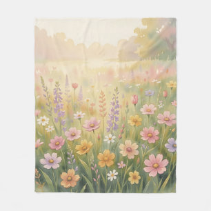 Träumende Wildblumenwiese Wasserfarbe Pastell Flor Fleecedecke