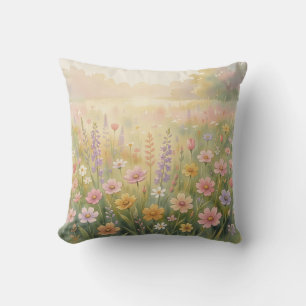 Träumende Wildblumenwiese Wasserfarbe Pastell Flor Kissen