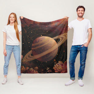 Träumender lila Kosmos-Kristallplanet Fleecedecke