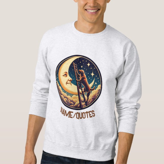 Träumender Mond & Hund steigt Leiter Sweatshirt (Vorderseite)