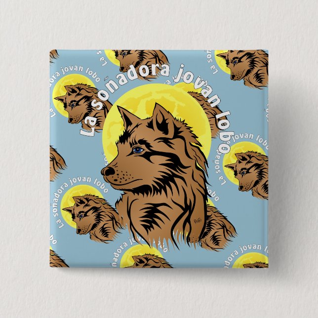 Träumender Wolf Button (Vorderseite)