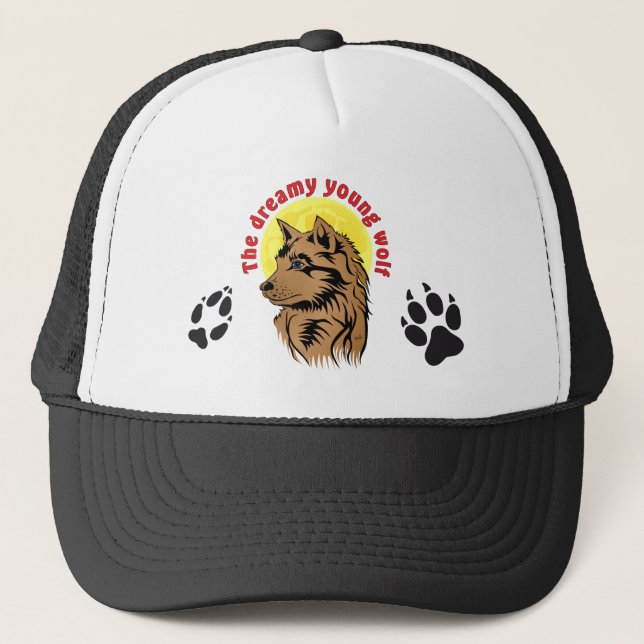 Träumender Wolfwelpe Truckerkappe (Vorderseite)