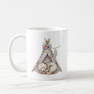 Träumendes Bärenjunges im Blumen-Tipi Kaffeetasse