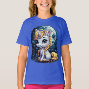Träumendes Mond Einhorn Süßes Kleines Einhorn T-Shirt