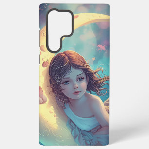 Träumendes Mond Mädchen Samsung Case Design Süße Galaxy Hülle