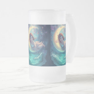 Träumendes Mondmädchen-Mug-Design Süße Baby-Mond Mattglas Bierglas