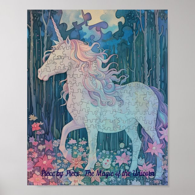 Träumendes Pastell Einhorn Puzzle Poster (Vorne)