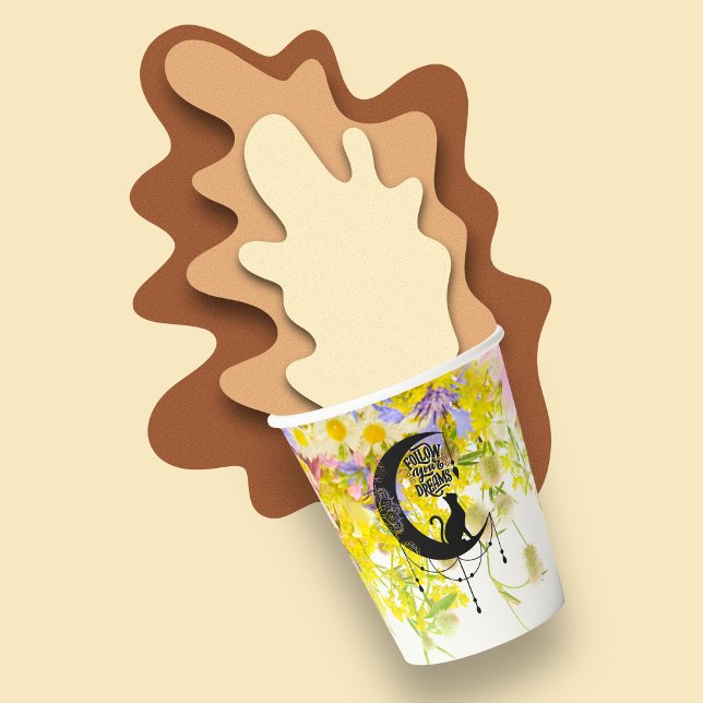 Träumer mit Katze | Folge deinen Träumen Pappbecher (Von Creator hochgeladen)