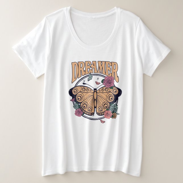 Träumer Schmetterling Große Größe T-Shirt (Design vorne)