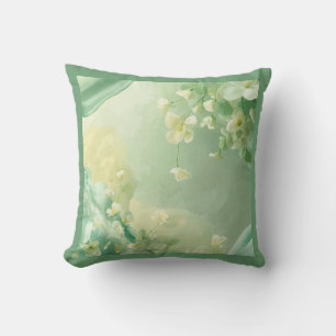 träumerisch weiches Salbei und Minzgrün Floral Kissen