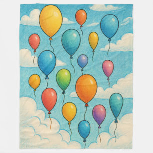 Träumerische bunte Ballons Wolken Kunstwerk Kinder Fleecedecke