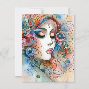 Träumerische Capricciöse Frau Scrapbook-Antwortkar RSVP Karte