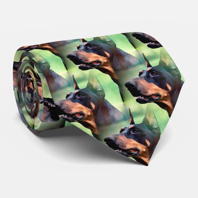 Träumerische Dobermannpinscher-Gesichts-Malerei Krawatte (Gerollt)