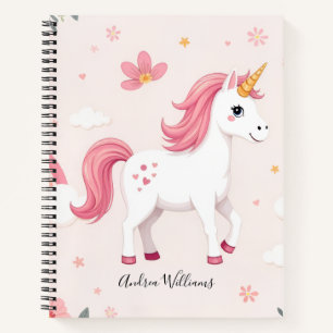 Träumerische Einhörner, Regenbögen, Blumen, Cute Notizbuch