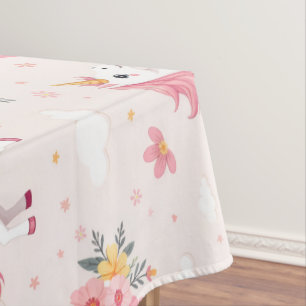 Träumerische Einhörner, Regenbögen, Blumen, Cute Tischdecke