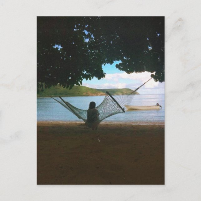 Träumerische Fidschi-Strandlandschaft Postkarte (Vorderseite)