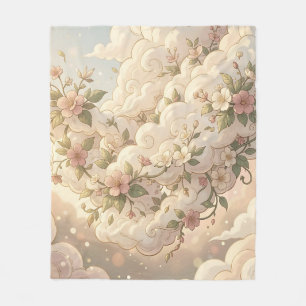Träumerische florale Wolken Kirschblüte  Fleecedecke