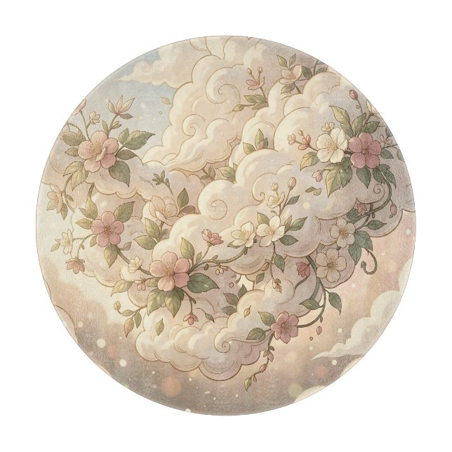 Träumerische florale Wolken Kirschblüte  Schneidebrett (Vorderseite)