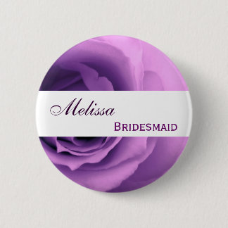 Träumerische lila Rosen-Name-Brautjungfer Button