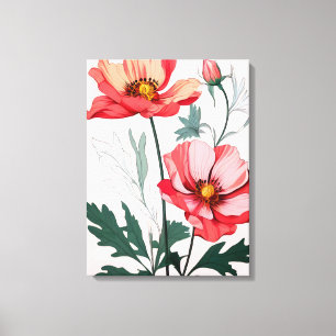 Träumerische rosa Mohnblumen Leinwanddruck